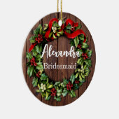 ホリーリースブライデスメイドカスタムウェディングパーティー セラミックオーナメント (右)