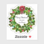 ホリーリースブランチメリークリスマス封筒用シール シール (シート)