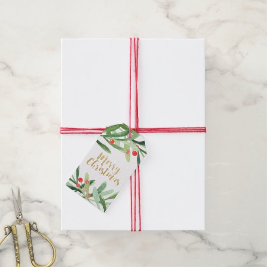 ホリーリースメリークリスマスネーム ギフトタグ (より糸付き)