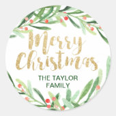 ホリーリースメリークリスマス ラウンドシール (正面)
