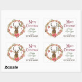 ホリーリースレッドボウトナディースクリスマス 長方形シール (シート)