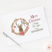 ホリーリースレッドボウトナディースクリスマス 長方形シール (封筒)