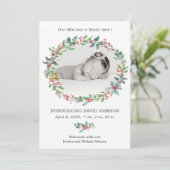 ホリーリース男の赤ちゃんホリデー誕生のお知らせ 招待状 (スタンド正面)