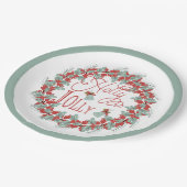 ホリーリース「ホリーすてき」クリスマスホリデーベル ペーパープレート (アングル)