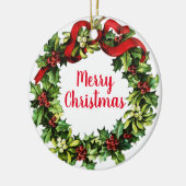 ホリーリース・書道 セラミックオーナメント (左)