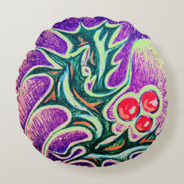 ホリーリーフとベリカラフルー ラウンドクッション