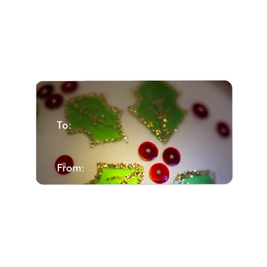 ホリーリーフとベリーオーナメントギフトラベル ラベル (正面)