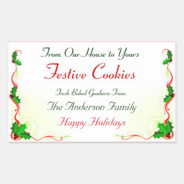 ホリーリーフとレッドリボンホリデーフード スクエアシール