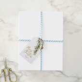 ホリーリーフの水色の葉クリスマスギフトタグ ギフトタグ (より糸付き)