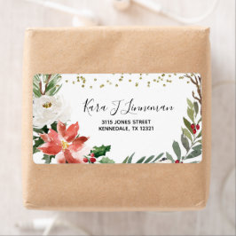 ホリーリーフ水色葉クリスマスアドレスLa ラベル