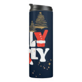 ホリーレッドすてきホワイト金ゴールドクリスマス冬 タンブラー (回転右)