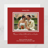 ホリーレッドクリスマスの写真グリーティングカード シーズンカード (正面/裏面)