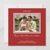 ホリーレッドクリスマスの写真グリーティングカード シーズンカード (正面)