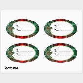ホリーレッドグリーンプレイドカスタムラベルシール 楕円形シール (シート)