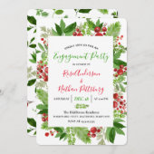 ホリーレッドベリークリスマスモダン婚約パーティ 招待状 (正面/裏面)