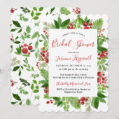 ホリーレッドベリークリスマモダンス|ブライダルシャワー 招待状 (正面/裏面)