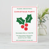 ホリーレッドホワイトとグリーンネームおもしろいクリスマスパーティー 招待状 (スタンド正面)