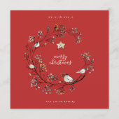 ホリーレッドミニマルスクエアフラットメリークリスマススター シーズンカード (正面)