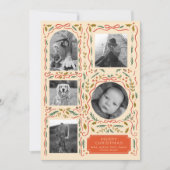 ホリーレッドリボンクリスマスフォトコラージュ シーズンカード (正面)