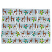 ホリーレトロ付き冬のクリスマスディアーインスパイア ラージペーパーバッグ (裏面)