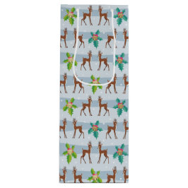 ホリーレトロ付き冬のクリスマスディアーインスパイア ワインギフトバッグ