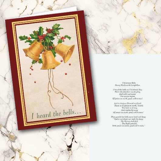 ホリーロングフェロー詩 ヴィンテージ ゴールドベル  カード
