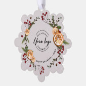 ホリー乾燥オレンジの葉ビジネスのロゴクリスマス オーナメントカード (左)