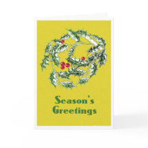 ホリー付きアップライトクリスマスカード