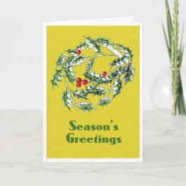 ホリー付きアップライトクリスマスカード カード