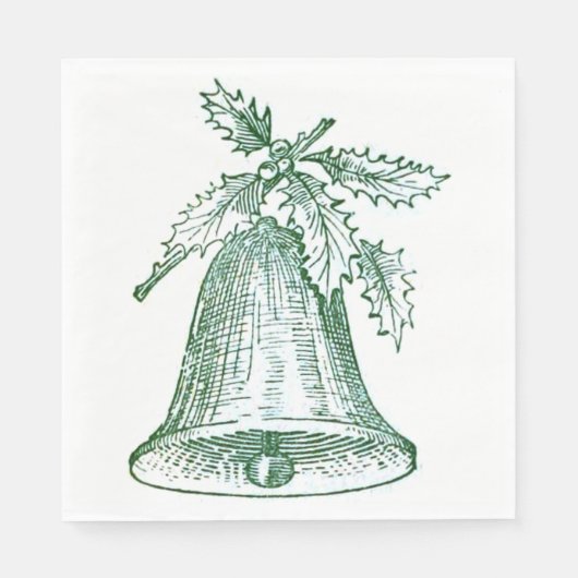 ホリー付きクリスマスベル スタンダードランチョンナプキン (正面)