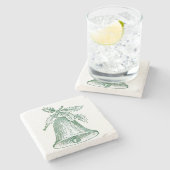 ホリー付きクリスマスベル ストーンコースター (横)