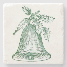 ホリー付きクリスマスベル ストーンコースター