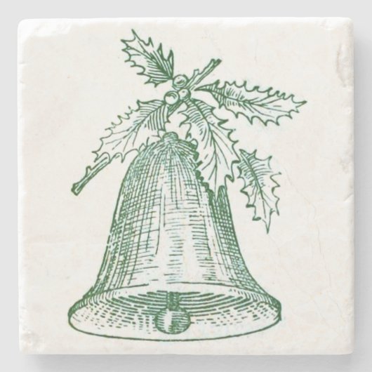 ホリー付きクリスマスベル ストーンコースター (正面)