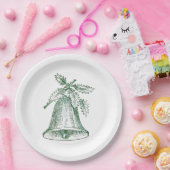 ホリー付きクリスマスベル ペーパープレート (パーティー)