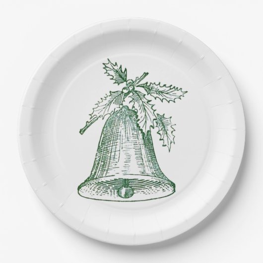 ホリー付きクリスマスベル ペーパープレート (正面)