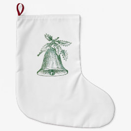ホリー付きクリスマスベル ラージクリスマスストッキング