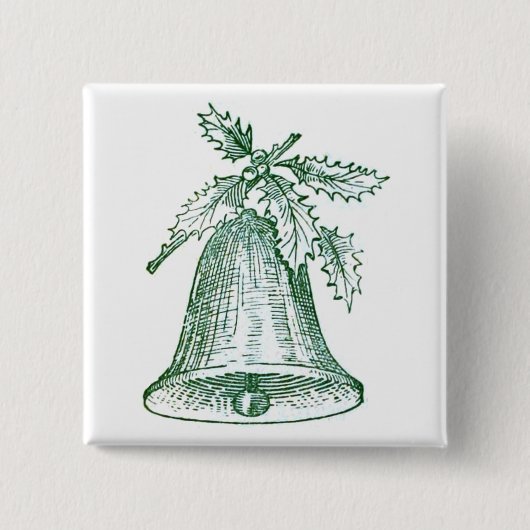 ホリー付きクリスマスベル 缶バッジ (正面)