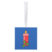 ホリー付きクリスマスレッドピラーキャンドル キューブオーナメント (右)