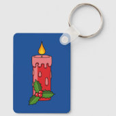 ホリー付きクリスマスレッドピラーキャンドル キーホルダー (裏面)