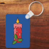 ホリー付きクリスマスレッドピラーキャンドル キーホルダー (裏面)