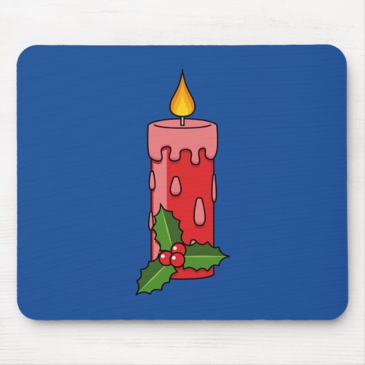 ホリー付きクリスマスレッドピラーキャンドル マウスパッド (正面)