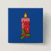 ホリー付きクリスマスレッドピラーキャンドル 缶バッジ (正面)