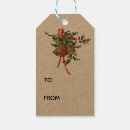 ホリー付きヴィンテージクリスマスベル ギフトタグ