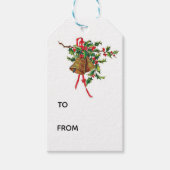 ホリー付きヴィンテージクリスマスベル ギフトタグ (正面)