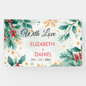 ホリー付き水結婚色クリスマスのバナー 横断幕 (横)