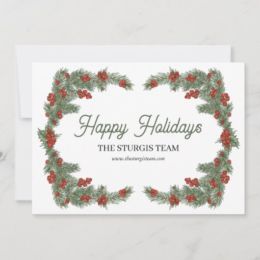 ホリー伝統的クリスマスカード 招待状 (正面)