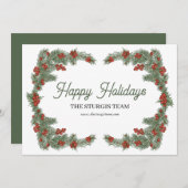 ホリー伝統的クリスマスカード 招待状 (正面/裏面)