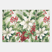 ホリー伝統的ス・クリスマスパターン・ミックス ラッピングペーパーシート (正面3)