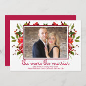 ホリー写真クリスマス妊娠告知カード 招待状 (正面/裏面)