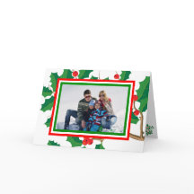 ホリー写真 – 折り畳みクリスマスカード